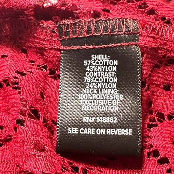 Torrid Womens Lace Blouse High Neck In Rhubarb Red Size 2 (2X) Whimsy - Picture 5 of 11